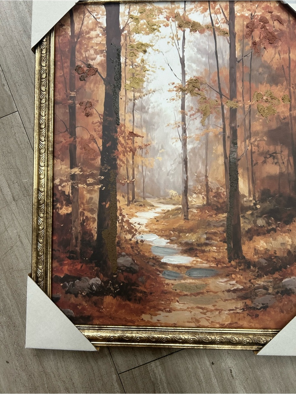 NWT Autumn Forest Path Framed Wall Art